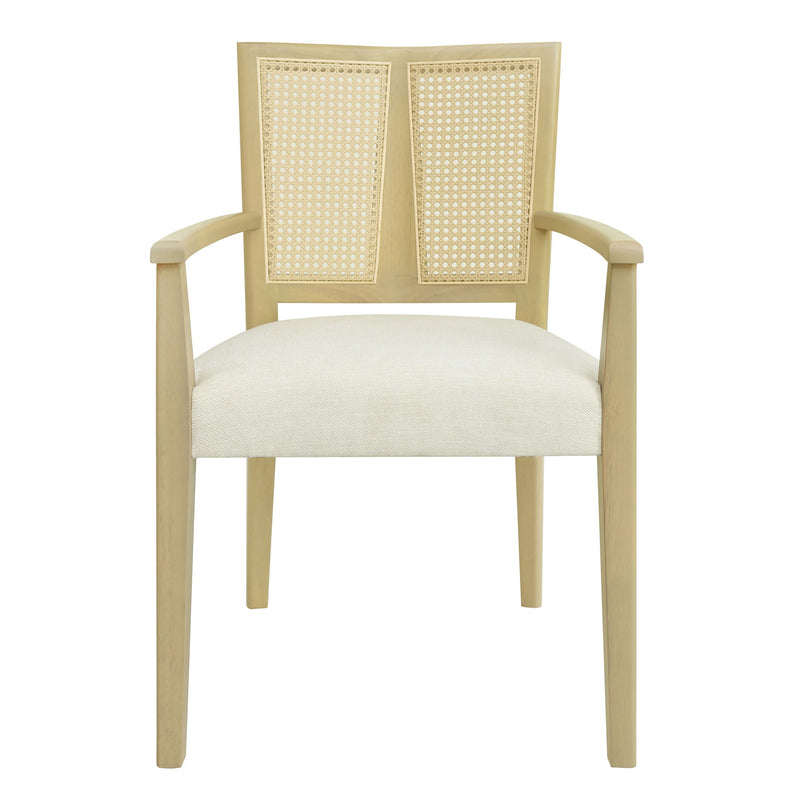 Mid Century Modern Arm Dining Chairs With Rattan Backrest