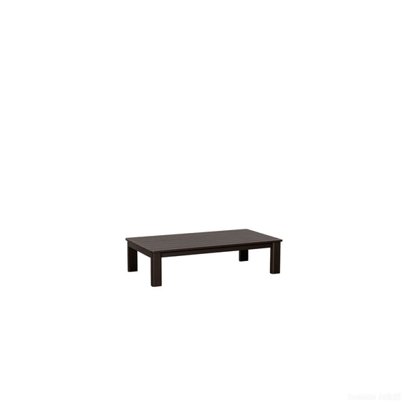 Dark espresso coffee table with rectangular slatted top and four legs