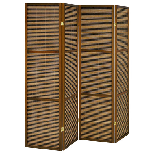 Browning - 4-Panel Bamboo Room Divider Folding Screen - Walnut