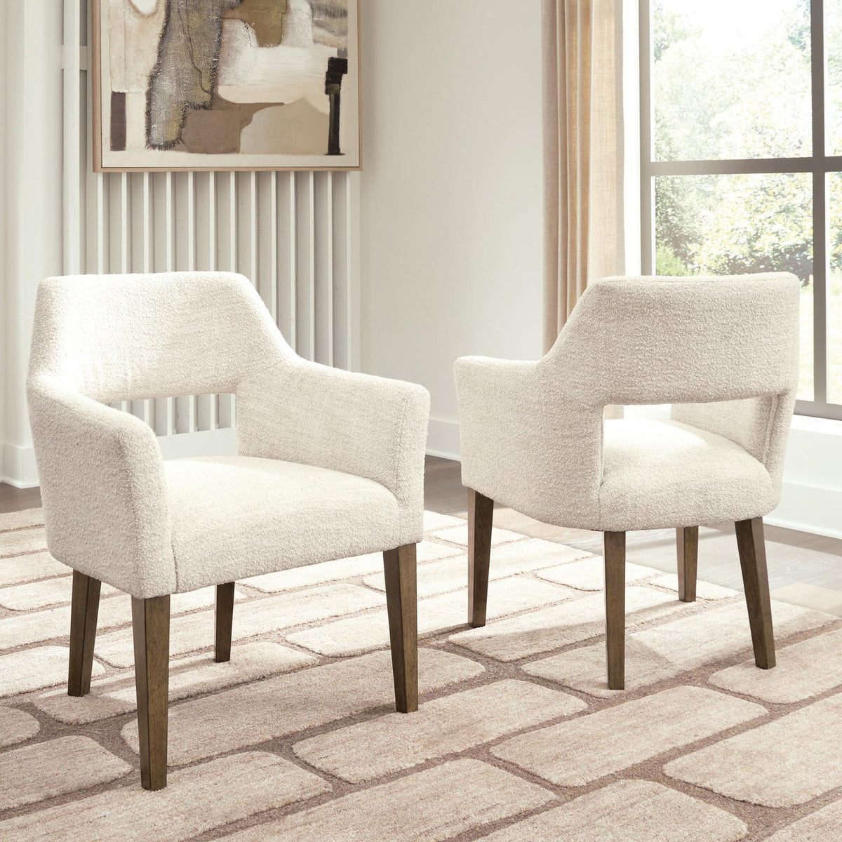 Marxmore - Dining Upholstered Arm Chair (Set of 2) - Beige / Brown