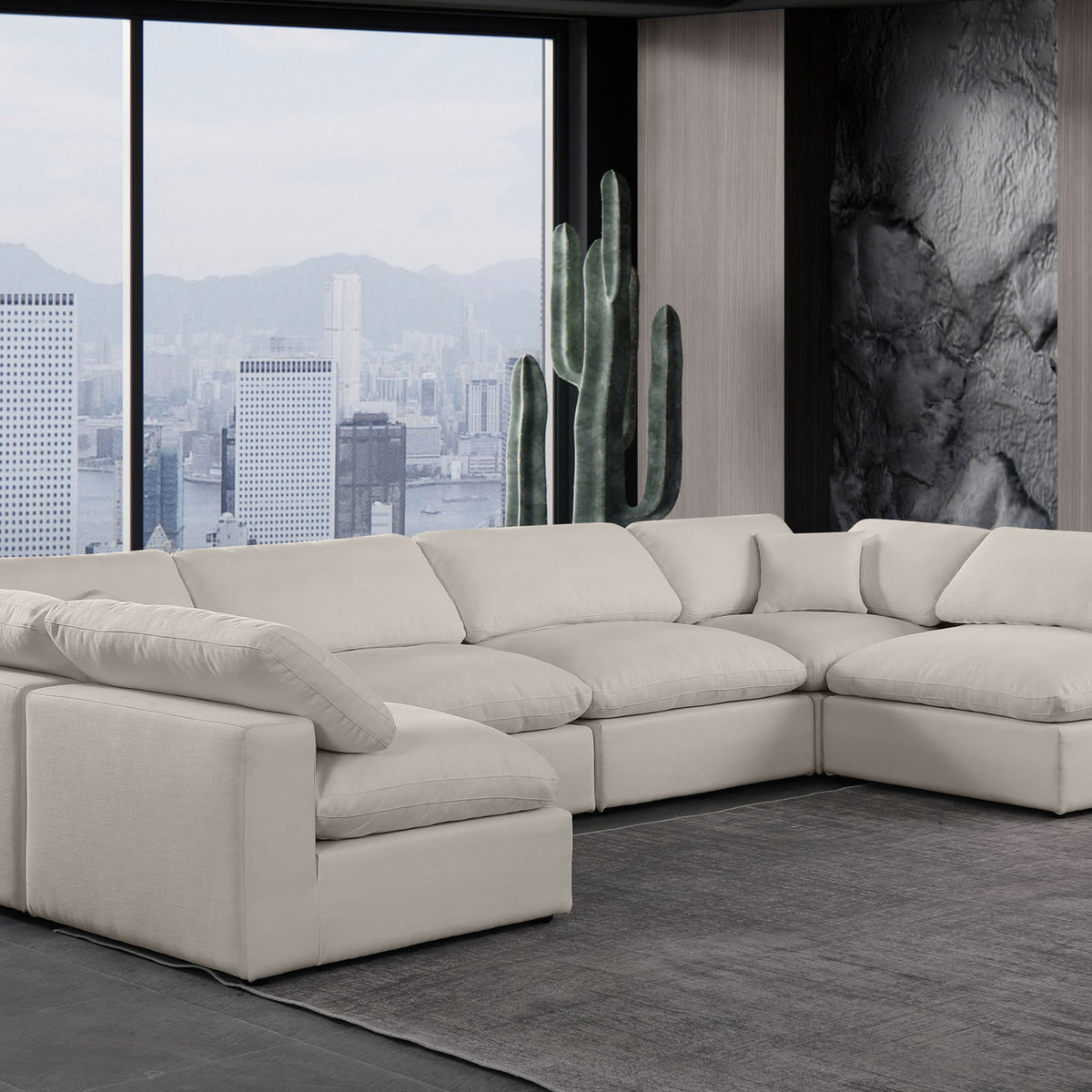Comfy - 6 Piece Linen Modular Armless Sectional