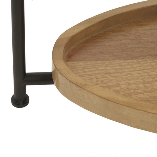 Oval Coffee Table With Metal Legs - White / Natural
