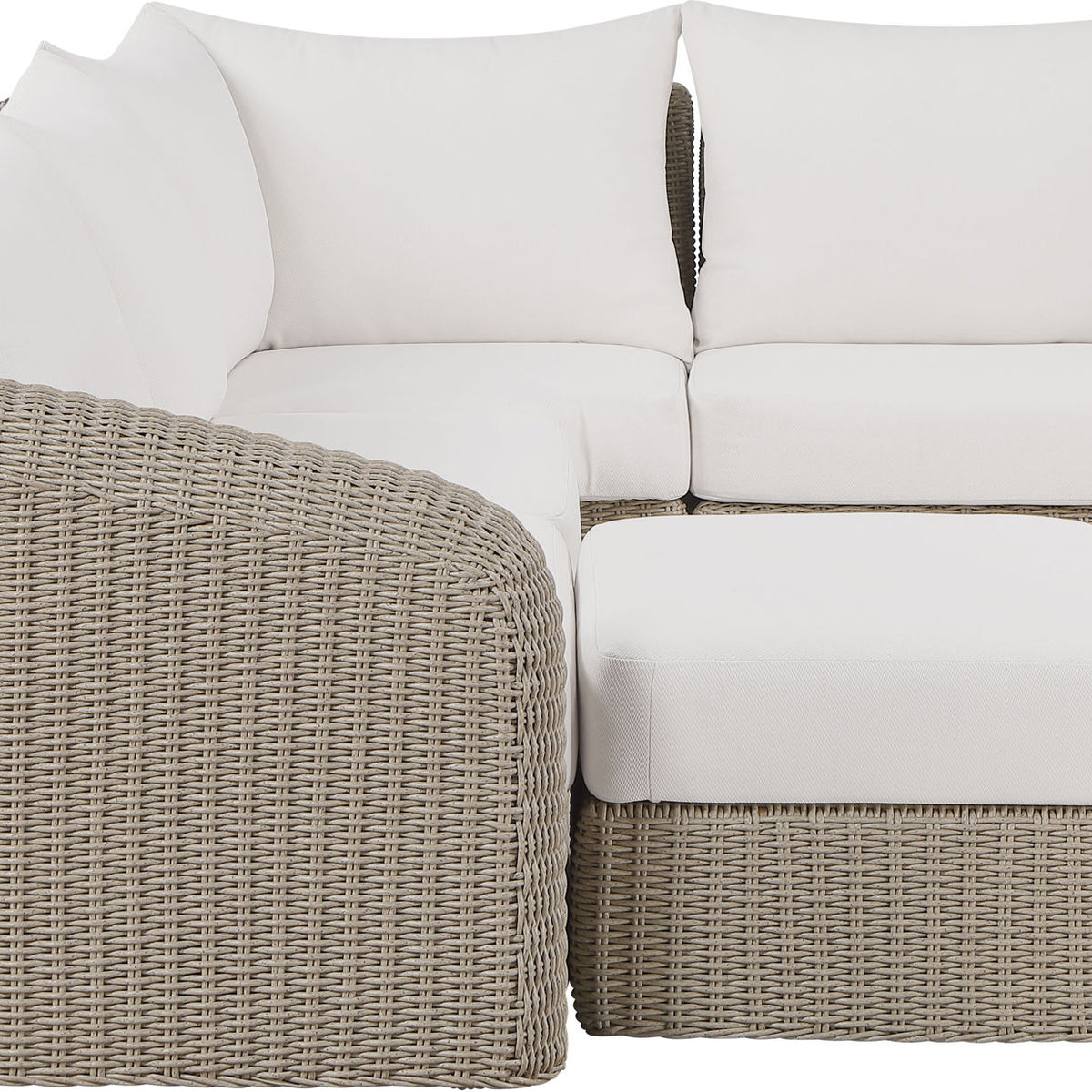 Seacrest - Olefin Water Resistant Fabric And Wicker 5 Piece Outdoor Patio Modular Sectional
