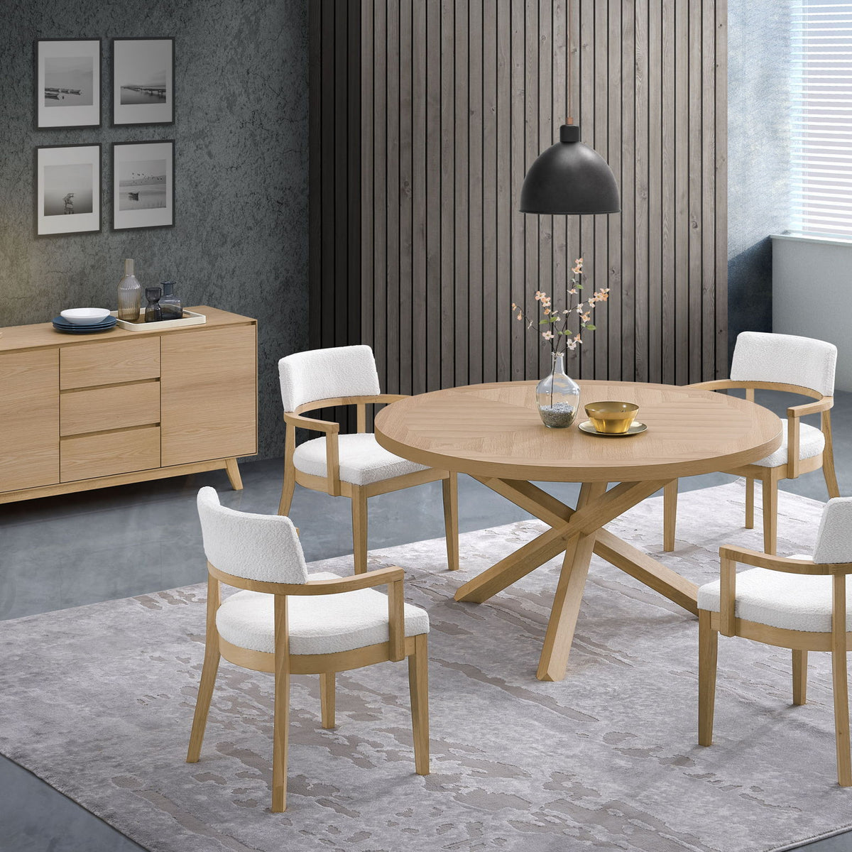 Kasem - Round Table With Matching Chair Dining Room Set