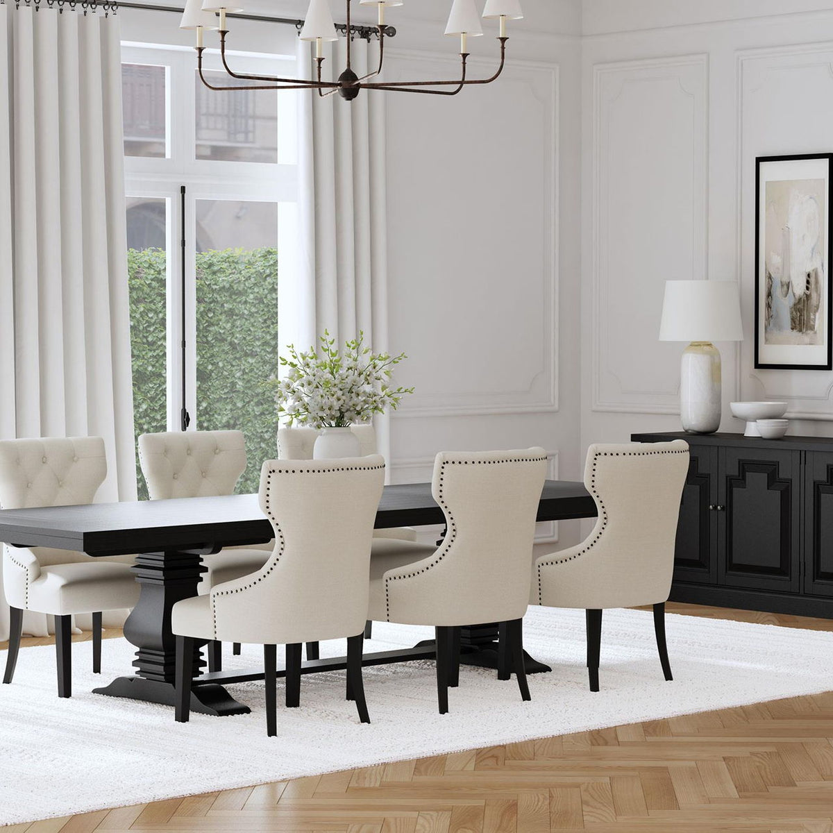 Florence 7-piece 126-inch Extension Dining Table Set Beige