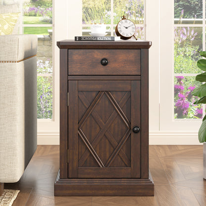 End Table USB Charging Brown