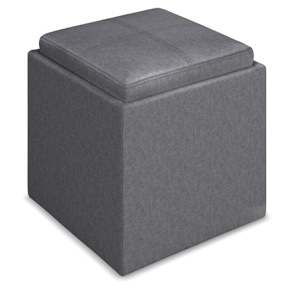 Rockwood - Upholstered Cube Storage Ottoman With Tray