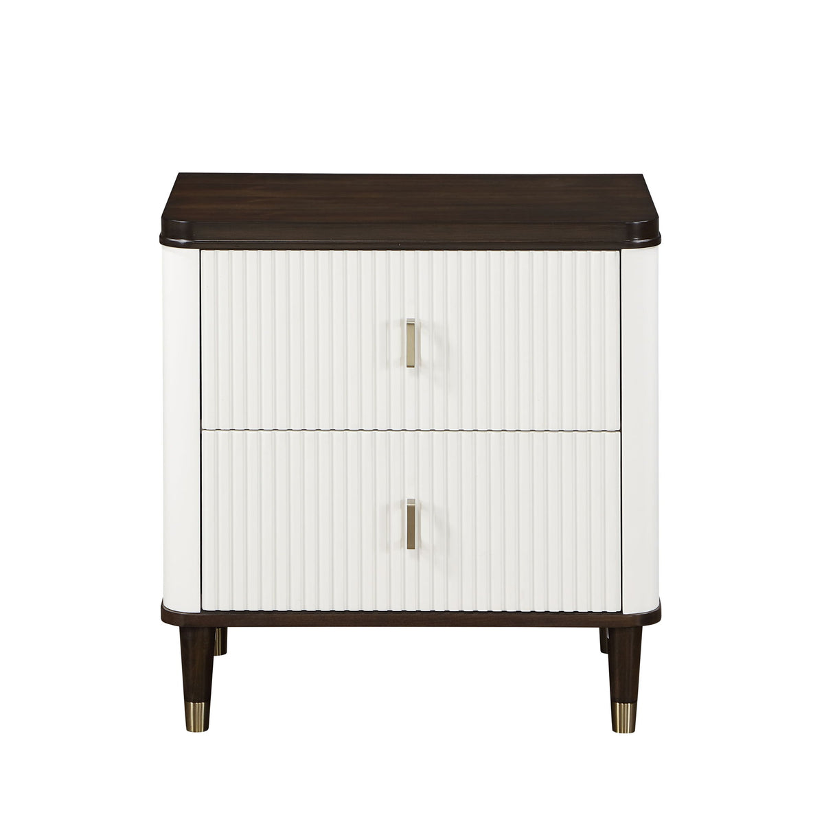 Carena - Night Stand With USB - White / Walnut