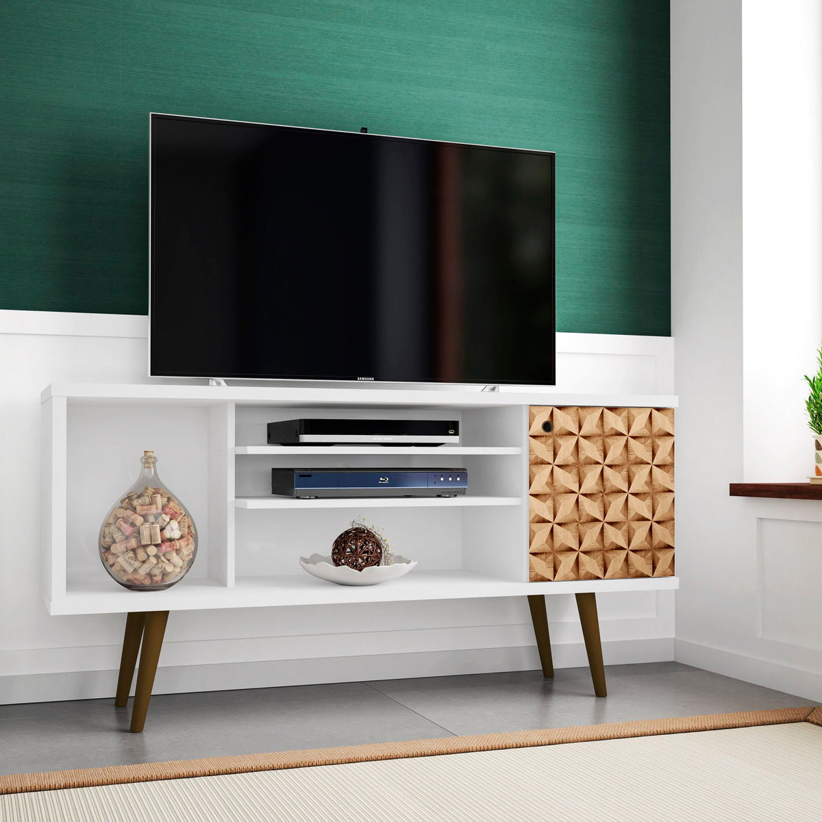 Manhattan Liberty - 53" TV Stand With White Frame