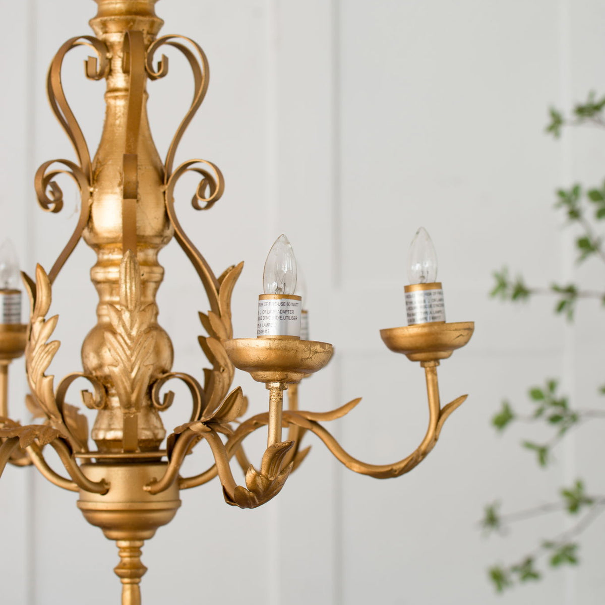 6 Light Chandelier, Hanging Light Fixture With Adjustable Chain For Kitchen Dining Room Foyer Entryway, Bulb Not Included - Gold