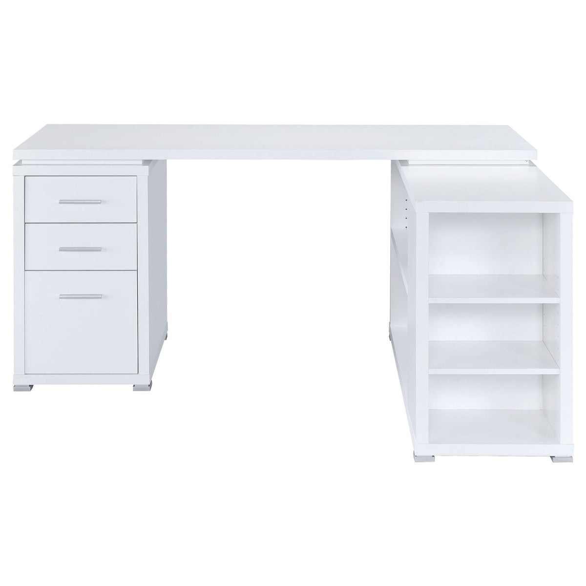 Transitional L Shape Computer Desk With Multiple Storage And Built In File Cabinet