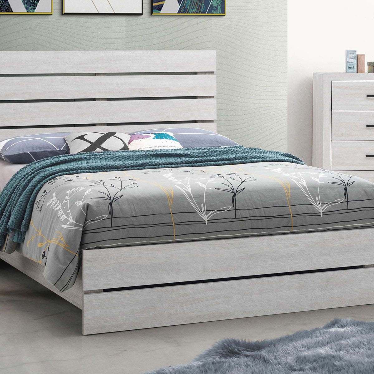 Brantford Wood Queen Panel Bed Coastal White