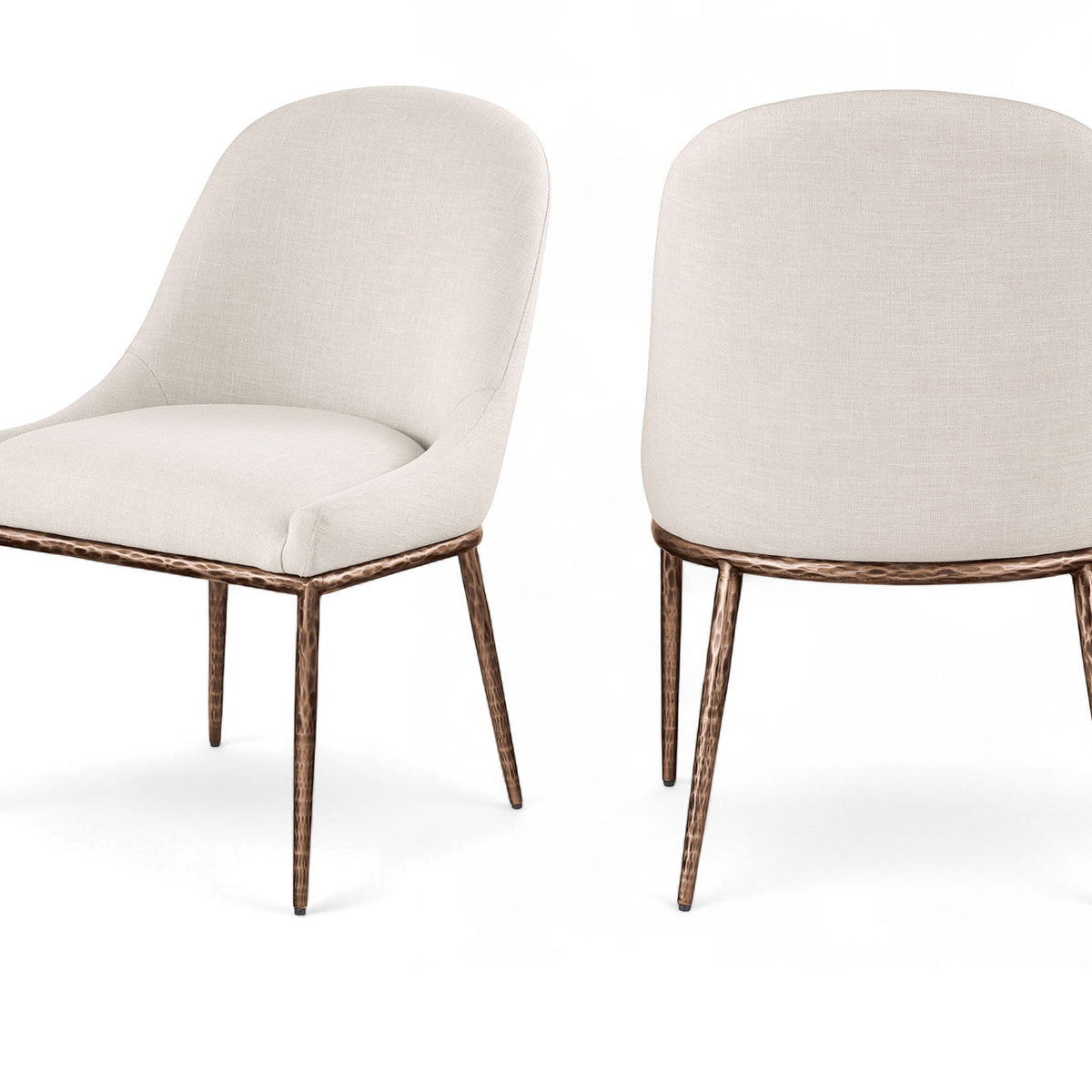 Ferro - Upholstered Dining Side Chair With Brushed Bronze Legs