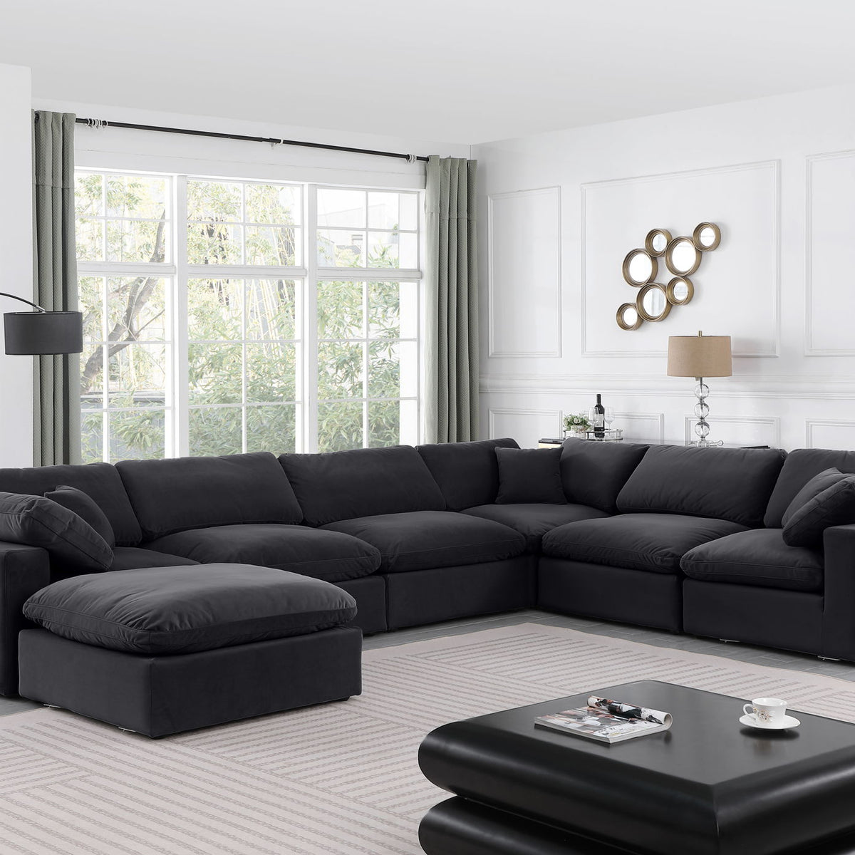 Comfy - 7 Piece Velvet Modular Sectional With Chaise
