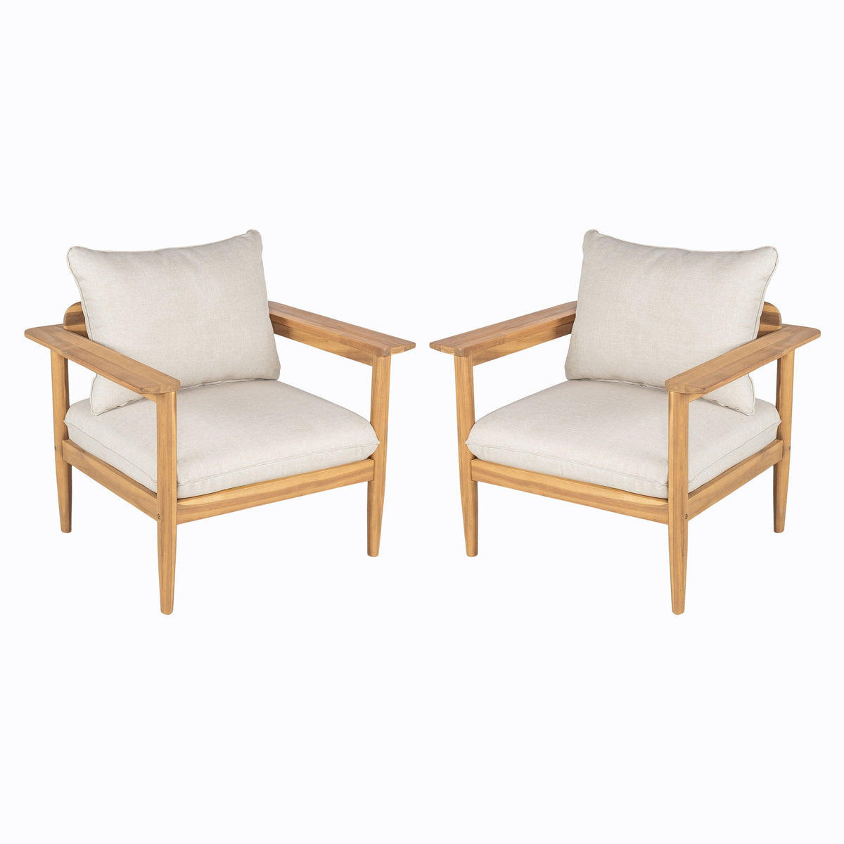 Terassi - Outdoor Lounge Chair (Set of 2) With Cushions - Beige / Light Teak