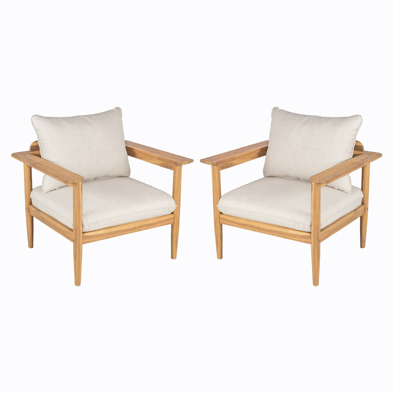 Terassi - Outdoor Lounge Chair (Set of 2) With Cushions - Beige / Light Teak