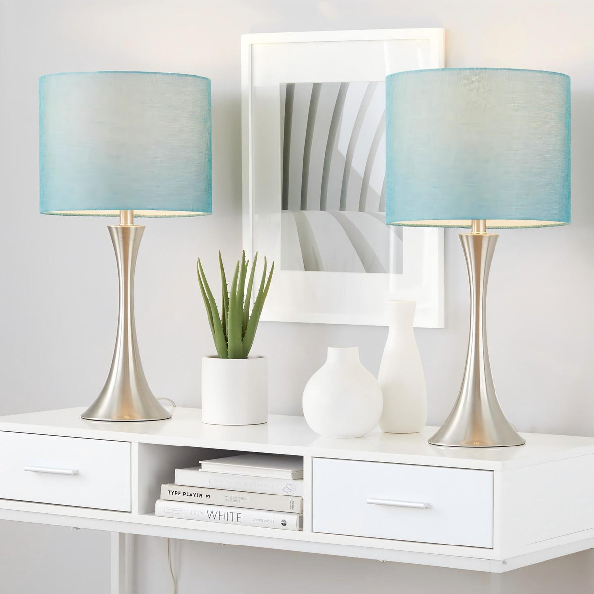 Lenuxe - Contemporary Semi Gloss Table Lamp (Set of 2)