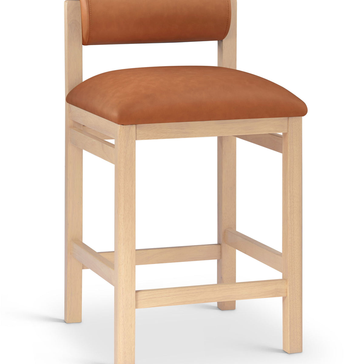 Roundhill - Faux Leather Counter Stool - Natural Frame