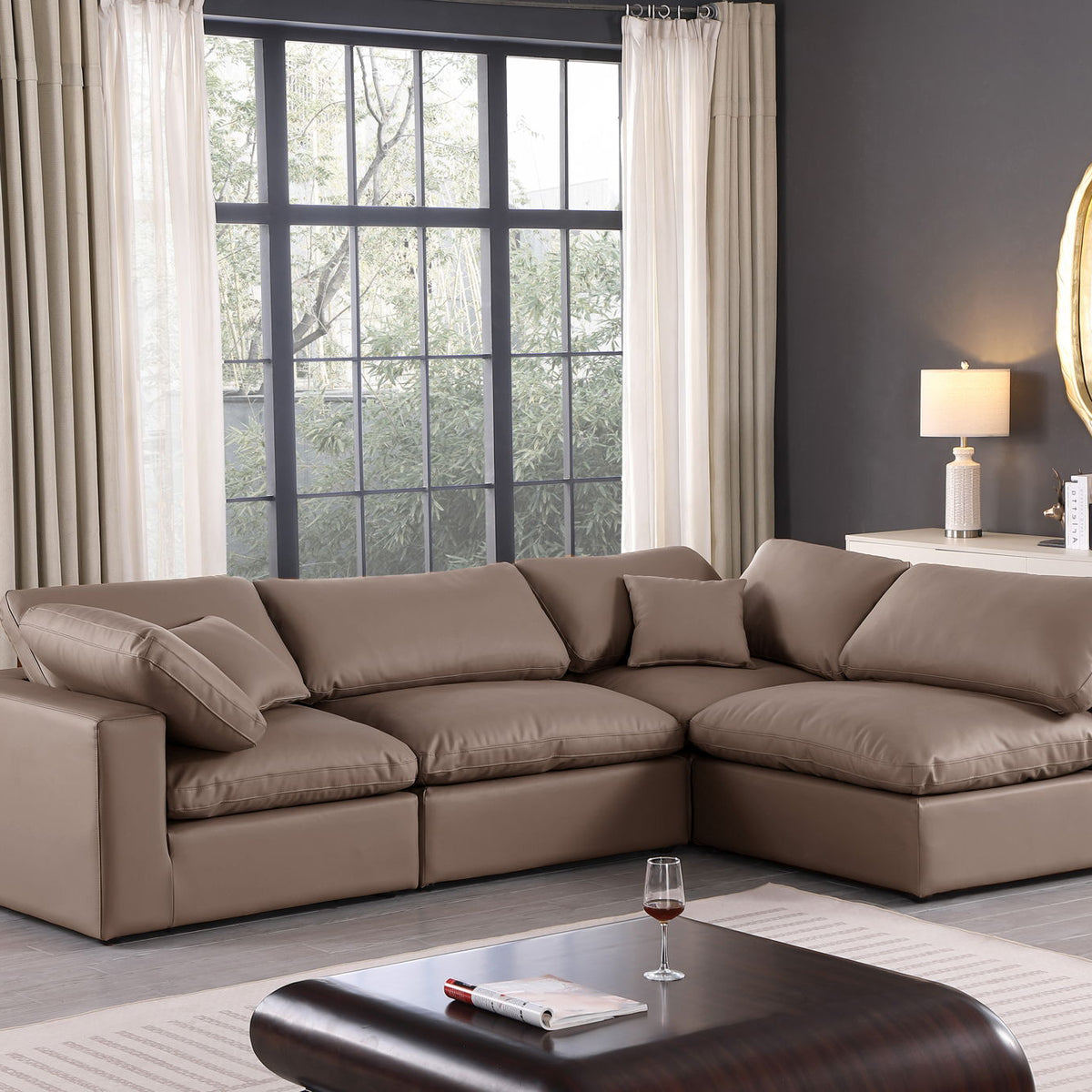 Comfy - 4 Piece Faux Leather Modular Armless Sectional
