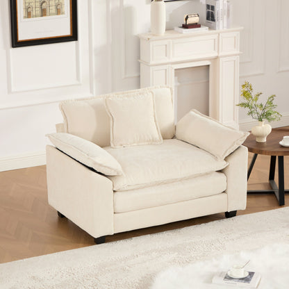 Cloud Sofa Single Seat (Ottoman is not included), Modern Sectional Couch, for Living Room Bedroom and Apartment, Comfy Double Layer Upholstered Seat Cushion, Breathable Chenille Fabric, Beige,SW5041BG
