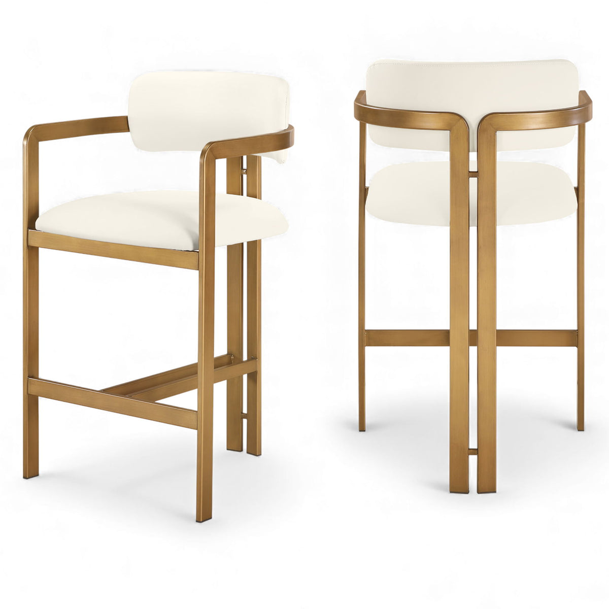Aurum - Vegan Leather Upholstered Counter Stool With Brushed Brass Base