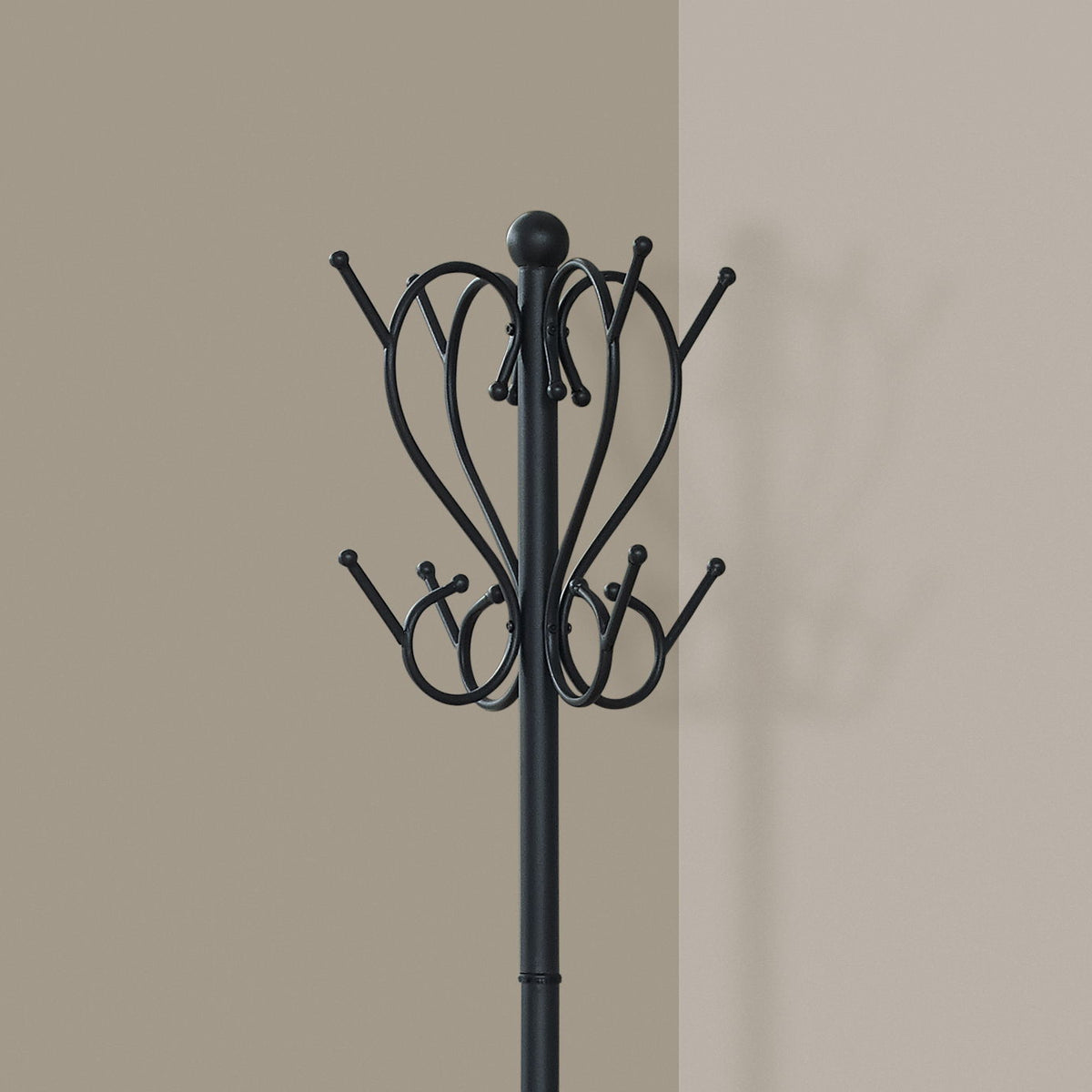 Coat Rack, Hall Tree, Free Standing, 8 Hooks, Entryway, Umbrella Holder, Transitional - Black