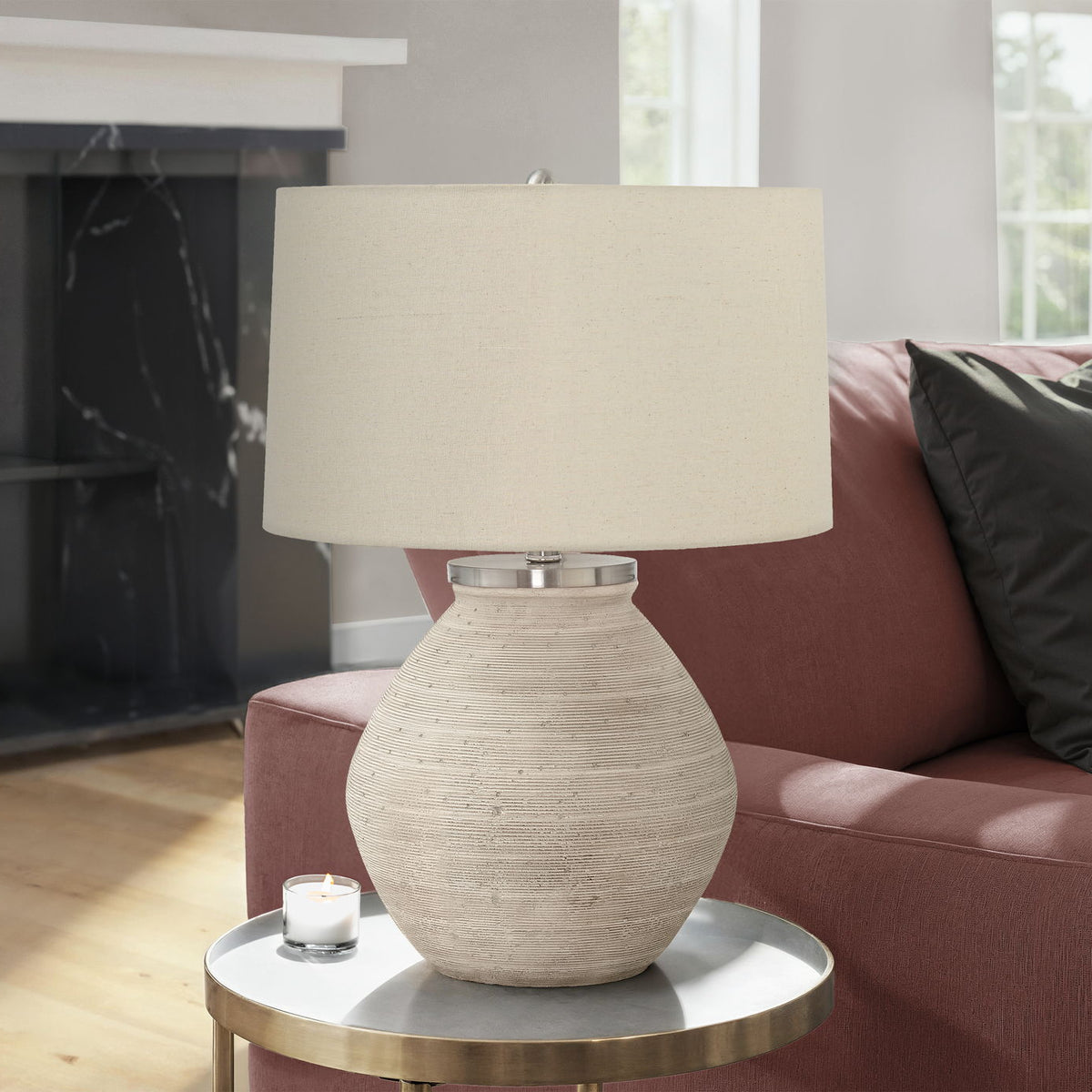 Lighting, Table Lamp, Concrete, Resin, Contemporary - Cream