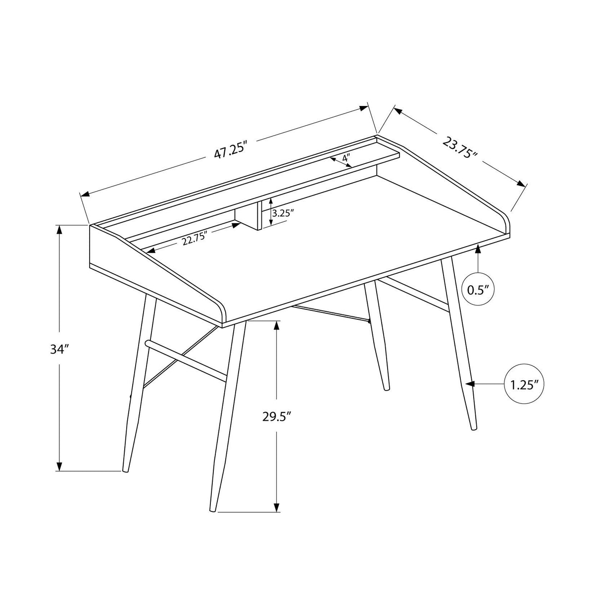 Computer Desk For Home Office, Laptop, Storage Shelves, Contemporary & Modern - Natural