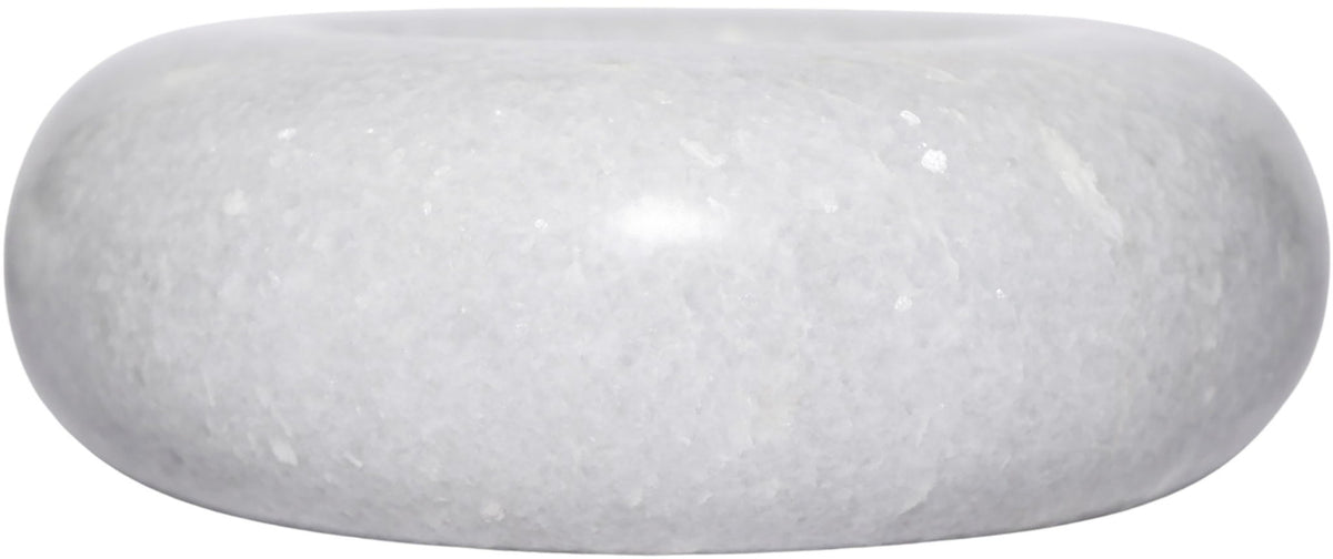 Carrara marble decorative bowl, white stone with rounded low profile