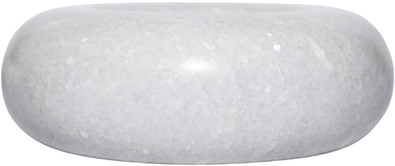 Carrara marble decorative bowl, white stone with rounded low profile