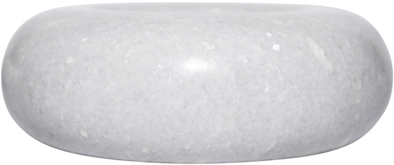 Carrara marble decorative bowl, white stone with rounded low profile