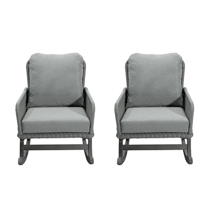 Contemporary Minimalist Wicker Rocking Chair With Soft Cushions And Durable Wooden Frame