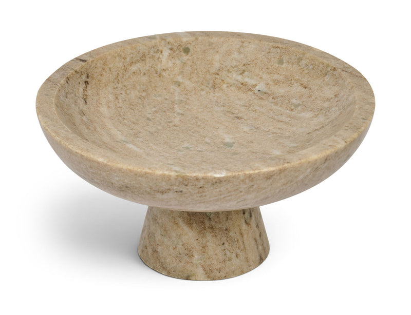 Simpson genuine marble bowl with a light beige top and round pedestal base