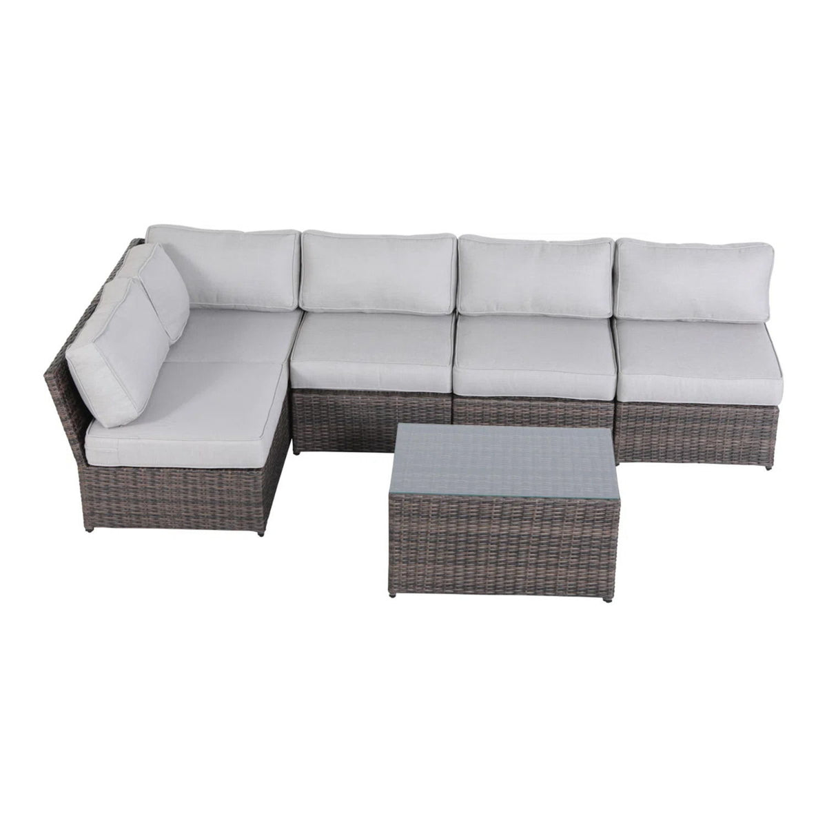 Comfortable Modern Patio Rattan Sectional Set With Cushions