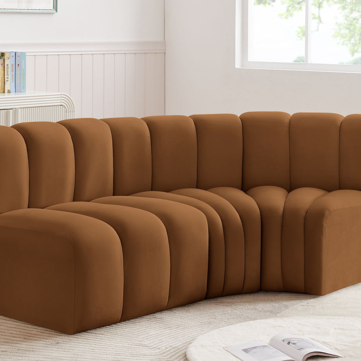 Arc - Velvet 3 Piece Sofa - Saddle