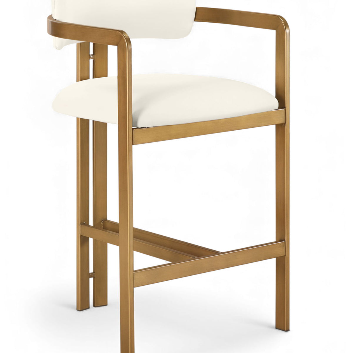 Aurum - Vegan Leather Upholstered Counter Stool With Brushed Brass Base