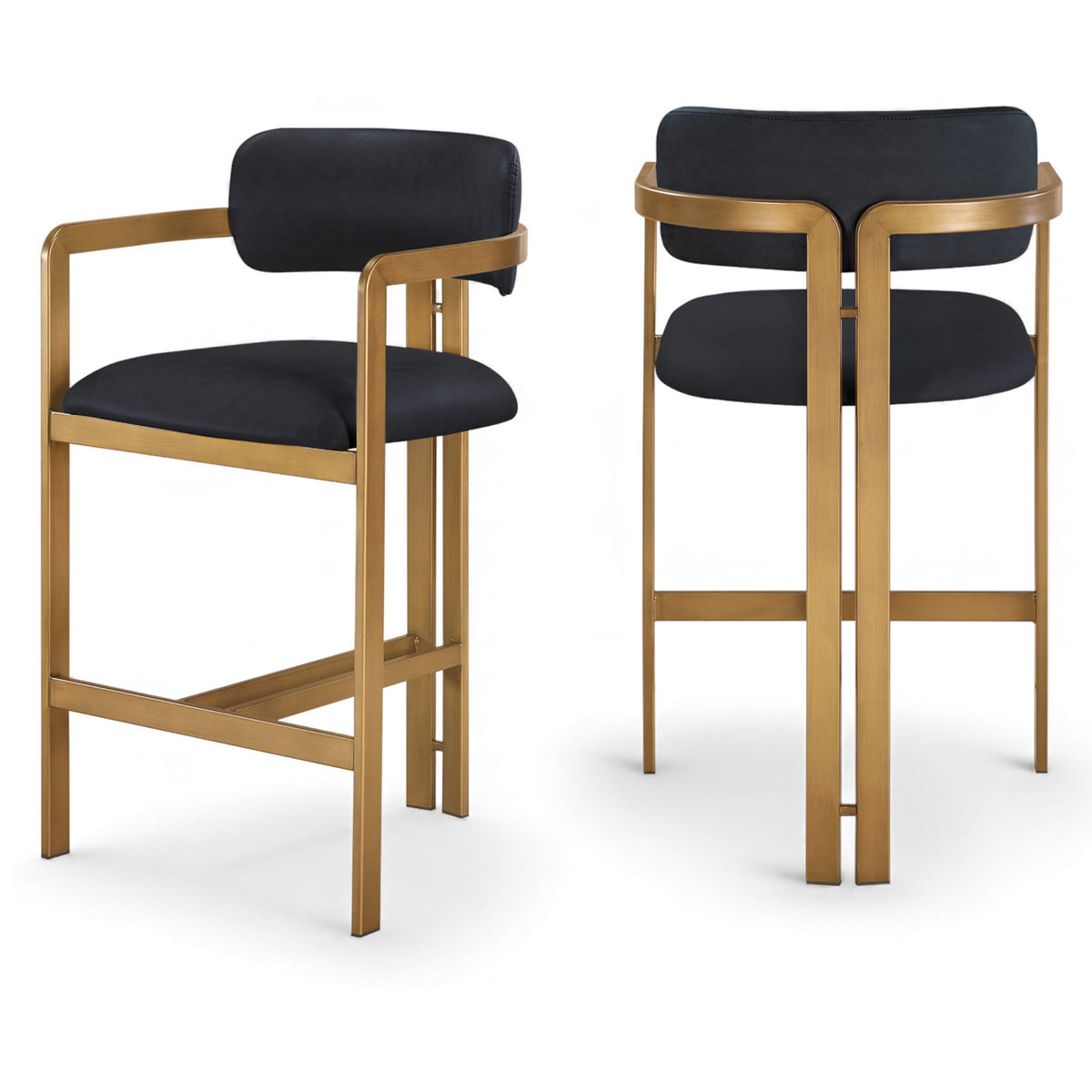 Aurum - Vegan Leather Upholstered Counter Stool With Brushed Brass Base