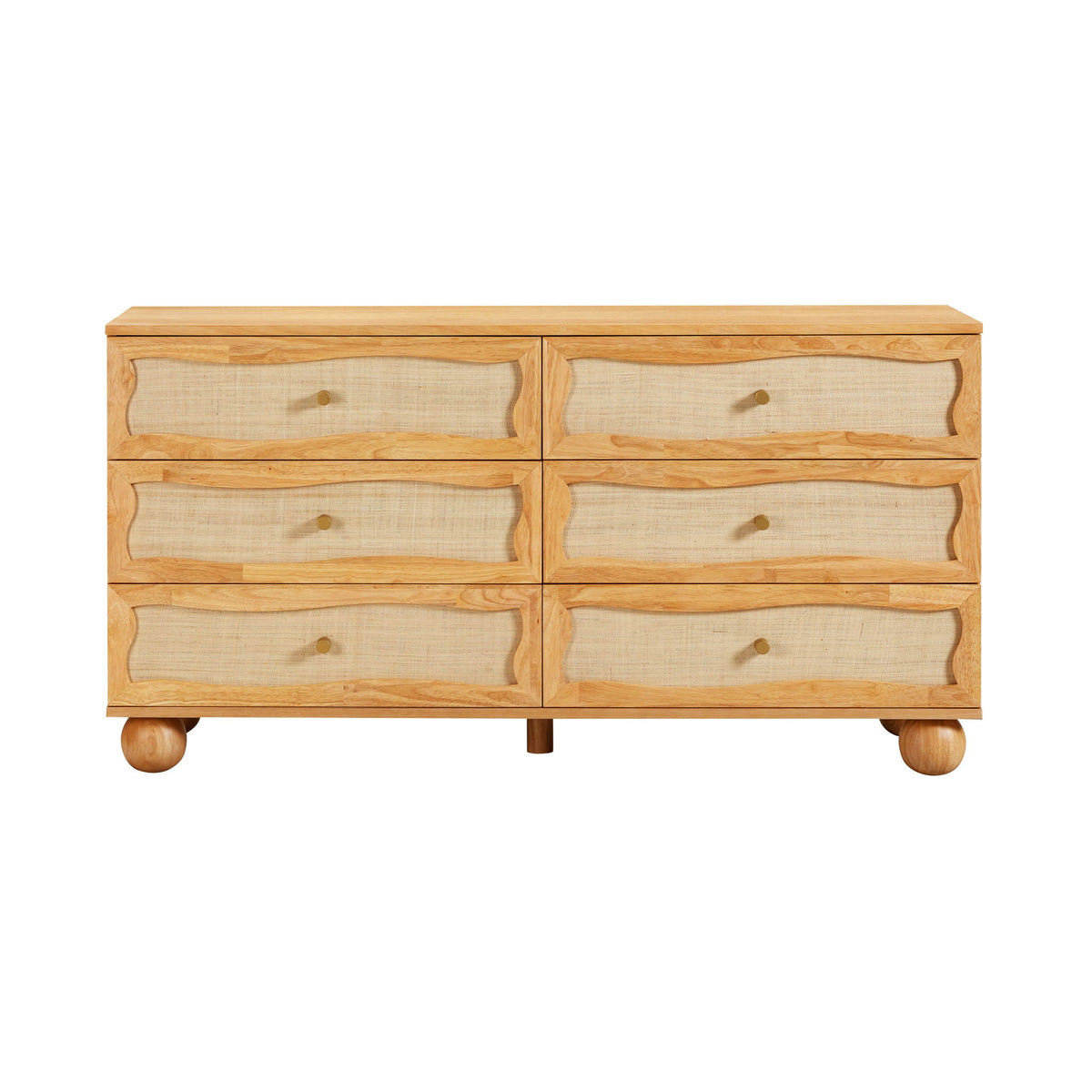 Grappa - Wood & Rattan Wavy Dresser - Natural