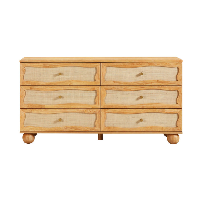 Grappa - Wood & Rattan Wavy Dresser - Natural