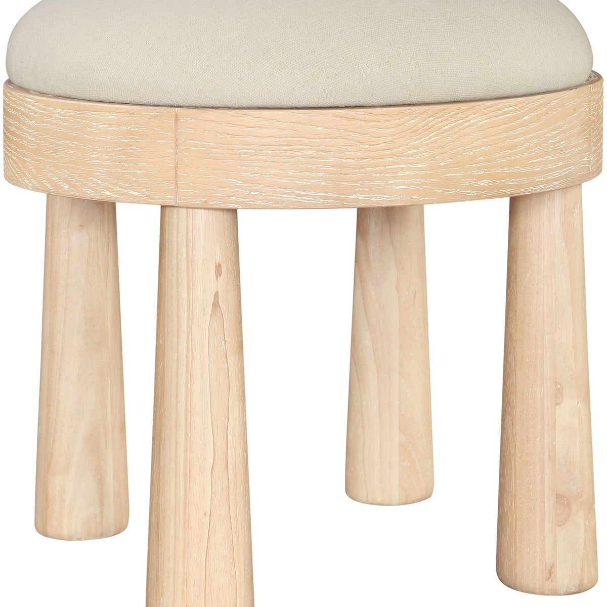 Larea - Linen Textured Fabric Ottoman - Natural Base
