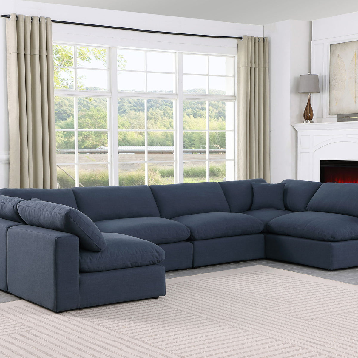Comfy - 6 Piece Linen Modular Armless Sectional