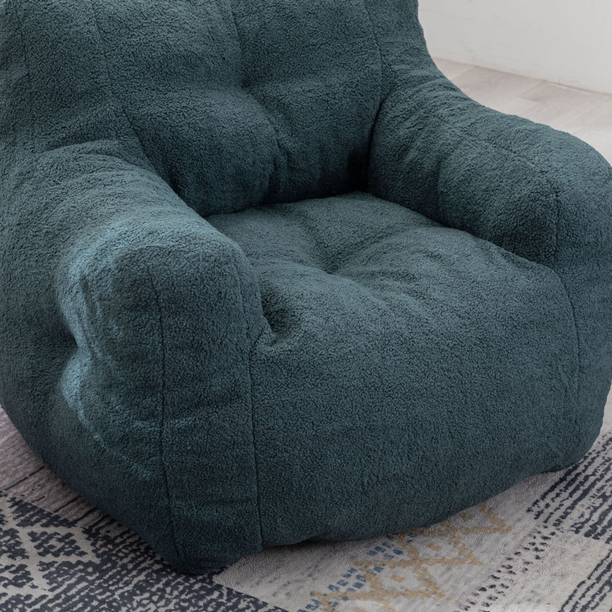 Soft Teddy Fabric Tufted Foam Bean Bag Chair With Teddy Fabric