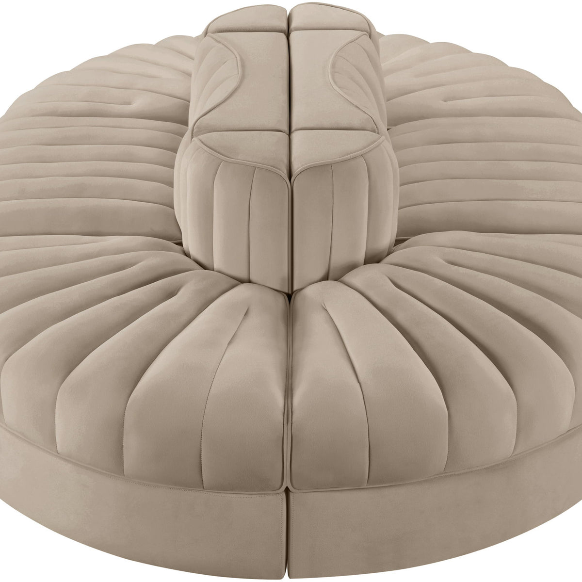 Rummi - Oval Velvet Performance Fabric Upholstered 6 Piece Modular Sectional