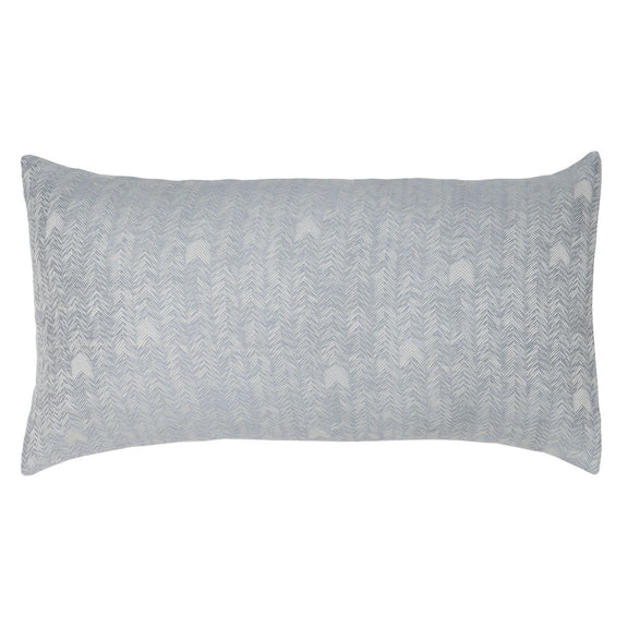 Storm French herringbone sham pillow cover, rectangular view with woven textured herringbone
