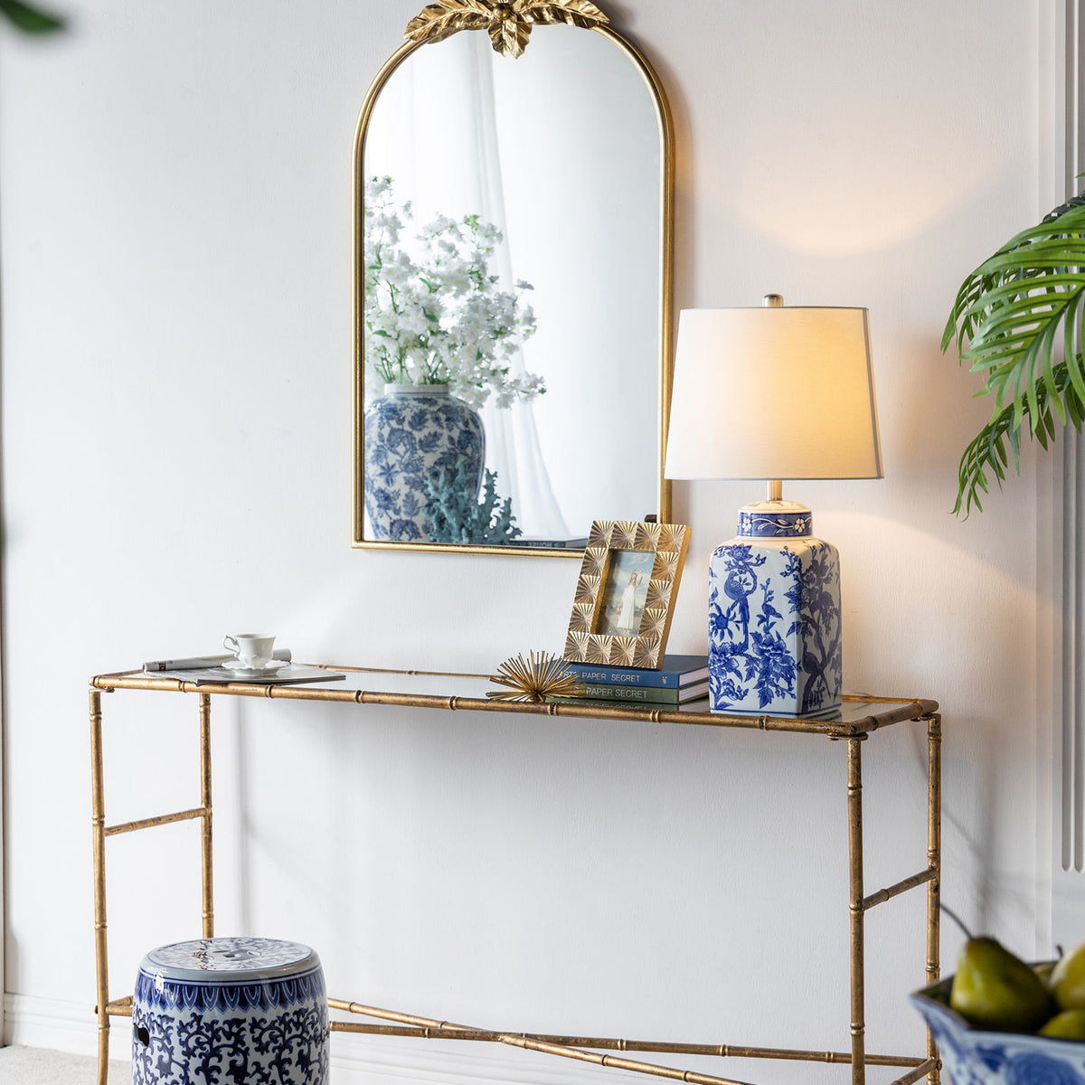 Arched Wall Mirror With Metal Frame, Wall Mirror For Living Room