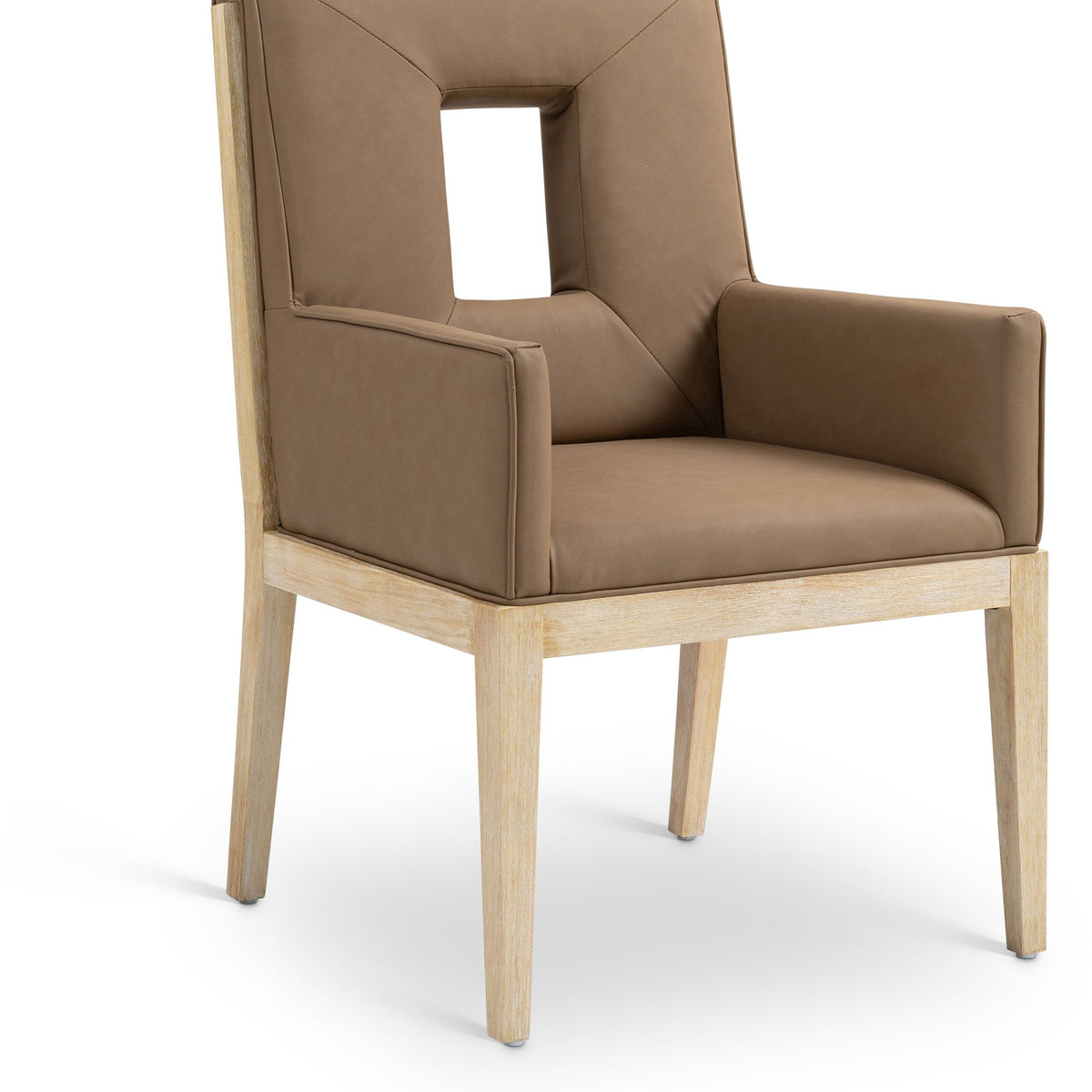 Gwendolyn - Faux Leather Dining Arm Chair With Natural Frame
