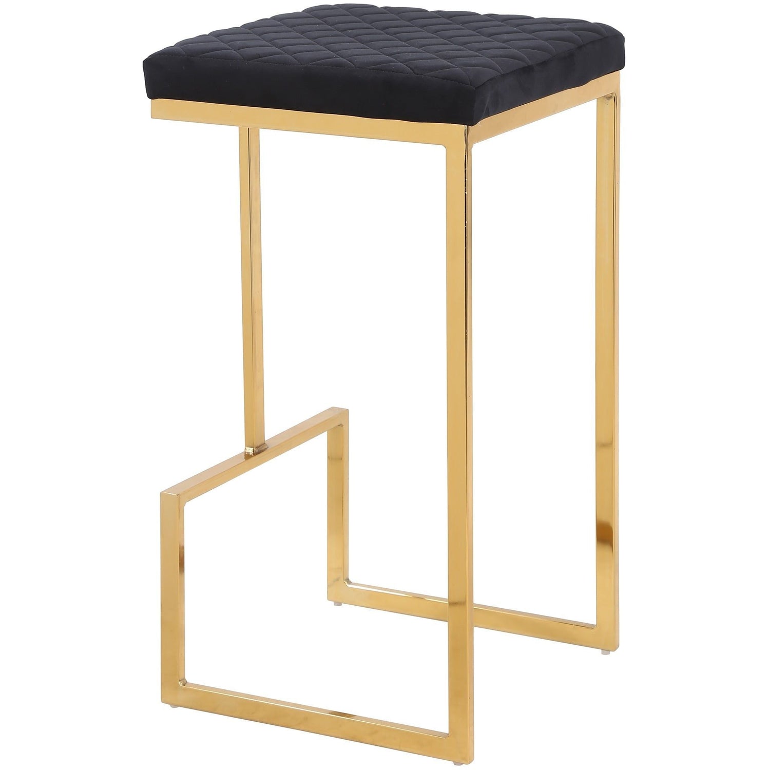 Joel - Mid-Century Modern Luxury Upholstered Stool - Black / Gold