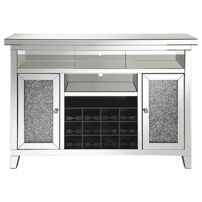 Melinda - 2-Door LED Mirrored Wine Storage Bar Cabinet - Silver