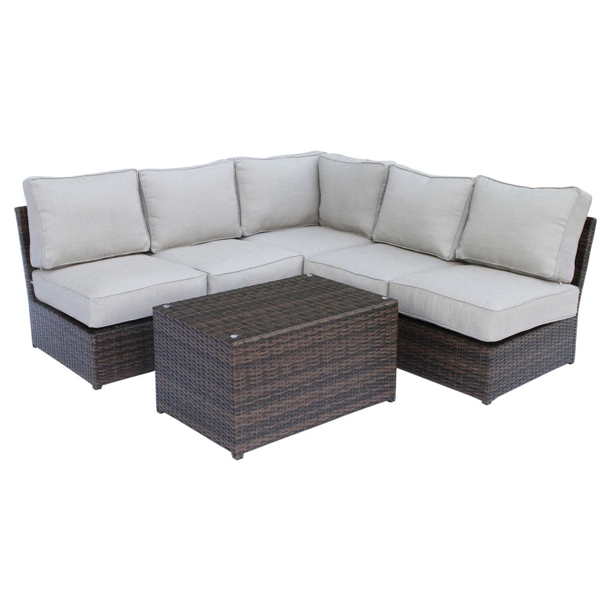 Comfortable Modern Patio Rattan Sectional Set With Cushions