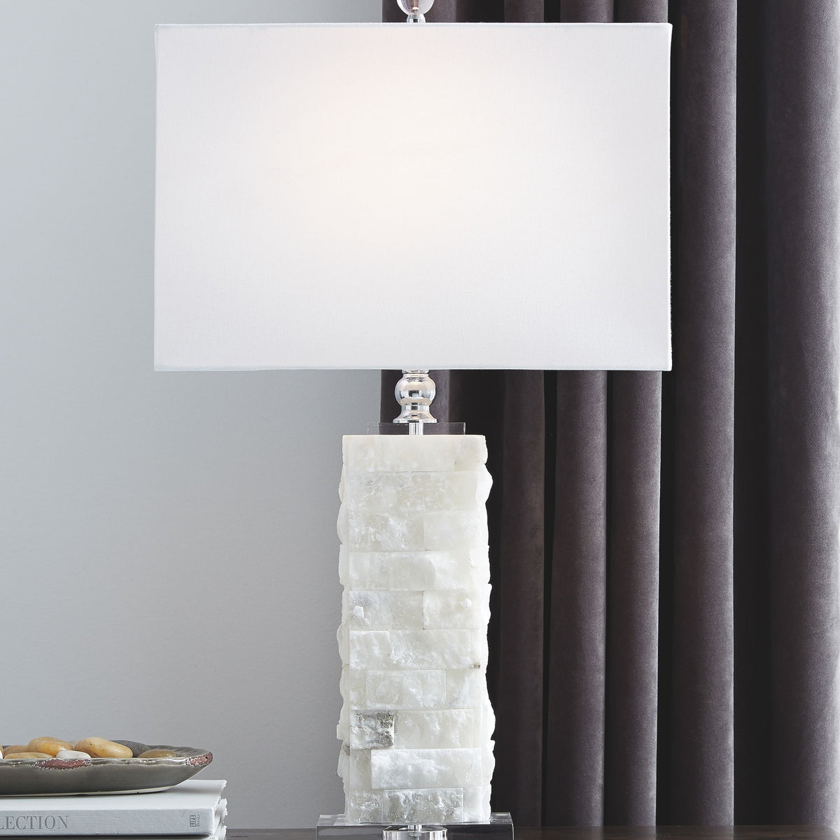 Malise - Alabaster Table Lamp  - White